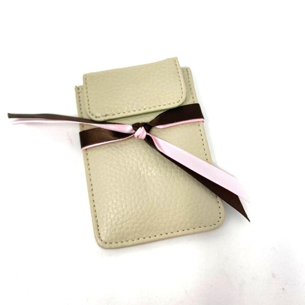 Unbranded Card Case Wallet Nappa Leather Magnetic Closure Beige Gift Graduation